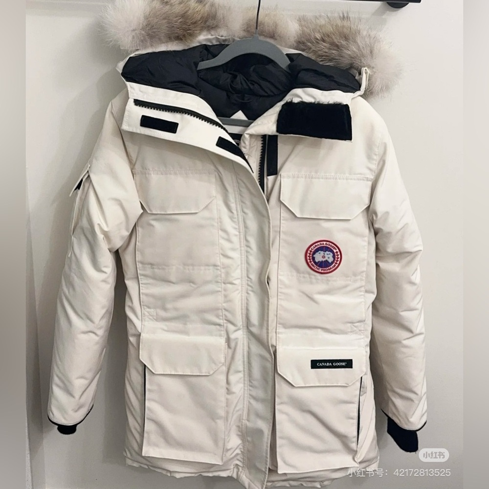 Canada Goose Cream Parka with Fur Hood